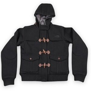 North Face Toggle Wool Jacket Womens Small Black Duffle Bellflower Coat